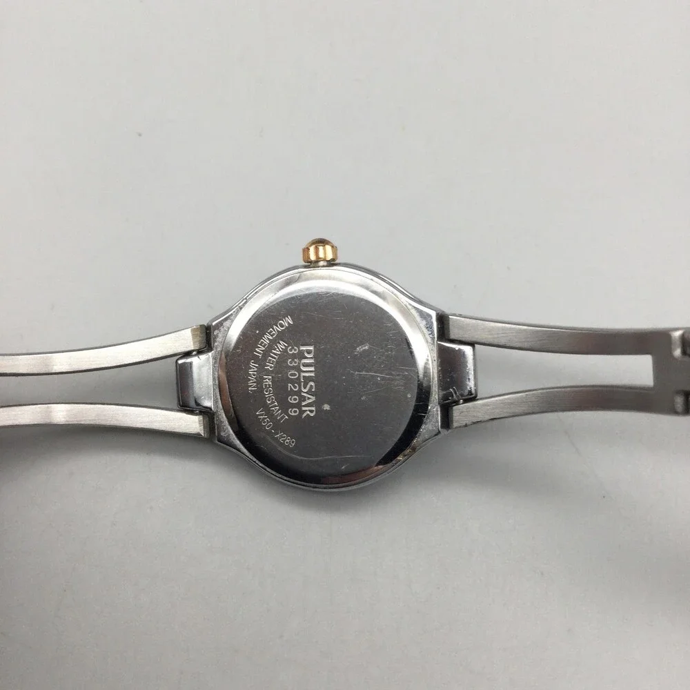 Pulsar Womens Watch 23mm MOP Dial Two Tone Crystal Bracelet New Battery 5.75